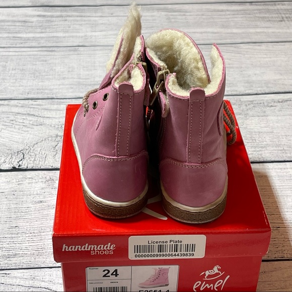 Emel Pink Shearling Lined Handmade Boots size 24 - Picture 4 of 7